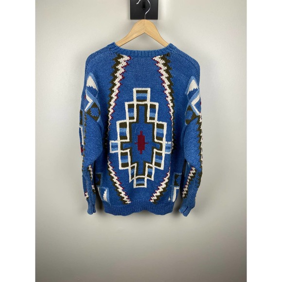 Ruff Hewn Vintage Knit Sweater Crewneck Tribal Blanket Pattern - L - Picture 12 of 15